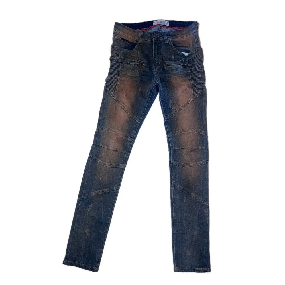 The Square Zero Blue Distressed Acid Wash Men's Jeans SZ 30X34 (E78)