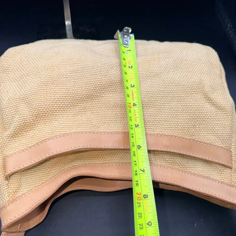 Tommy Bahama Canvas Leather Hobo Shoulder Bag Beige Palm Tree Purse