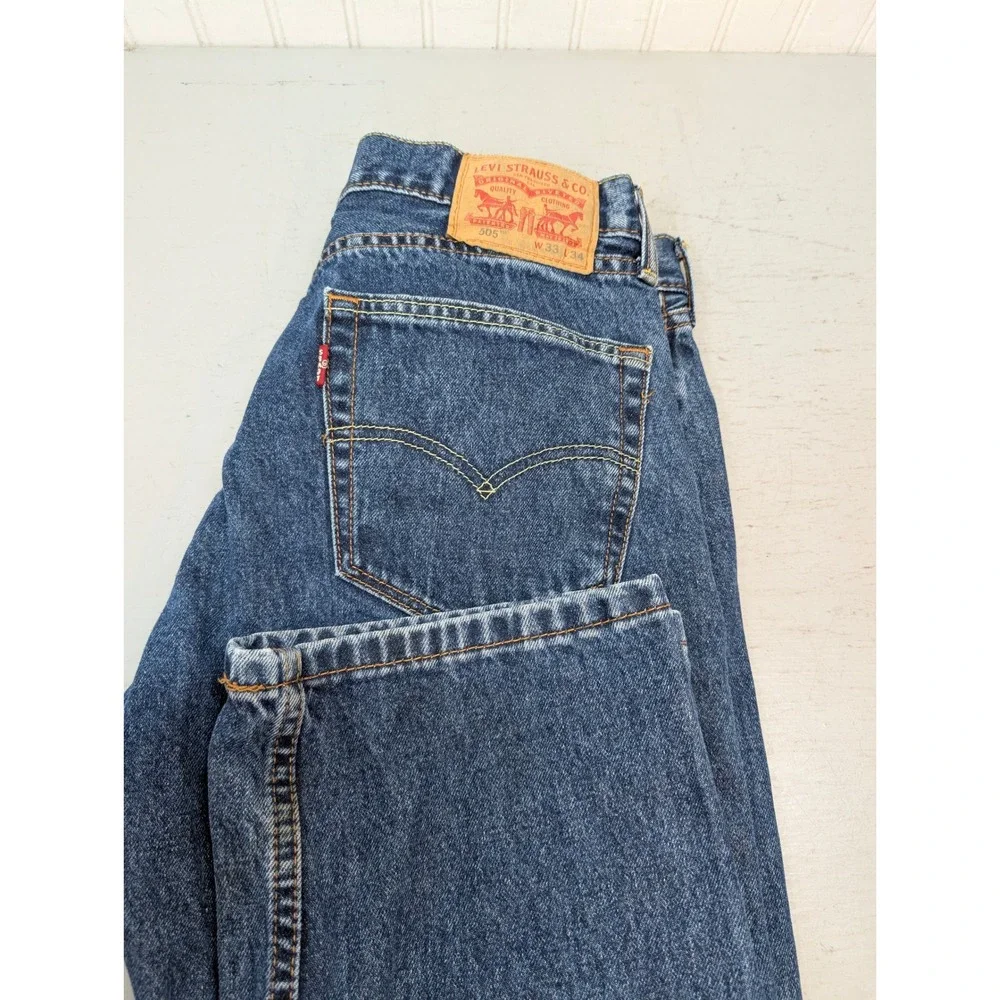 Levi's 505 Regular Fit Men's Denim Jeans 33x34 Medium Blue Straight Leg Like New
