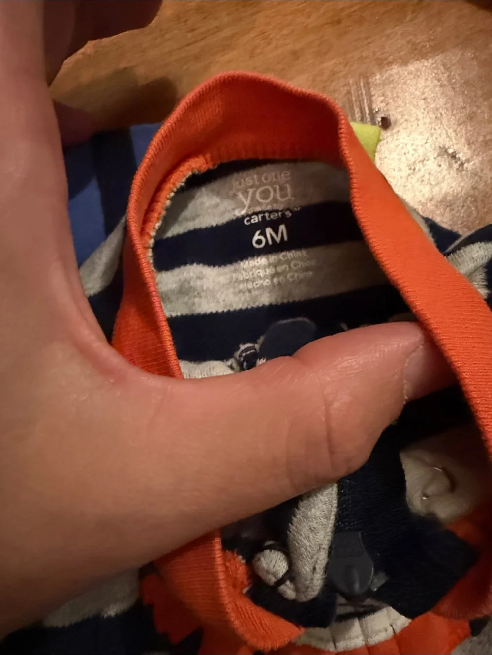 Set of 2 Carter's Blue & Gray Striped Footies with Lion and 'Little Brother'