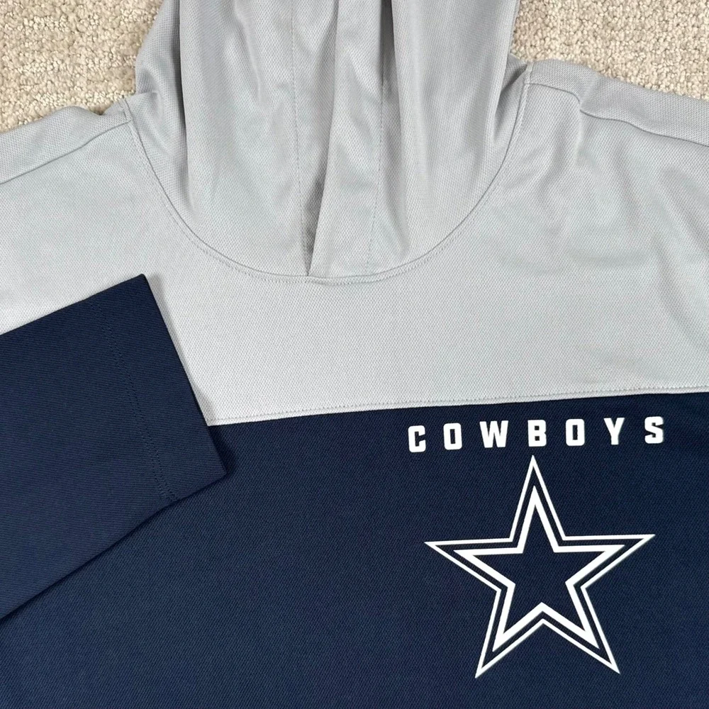 Nike Mens Medium Dallas Cowboys Blue Gray NFL Hoodie Performance Training Shirt