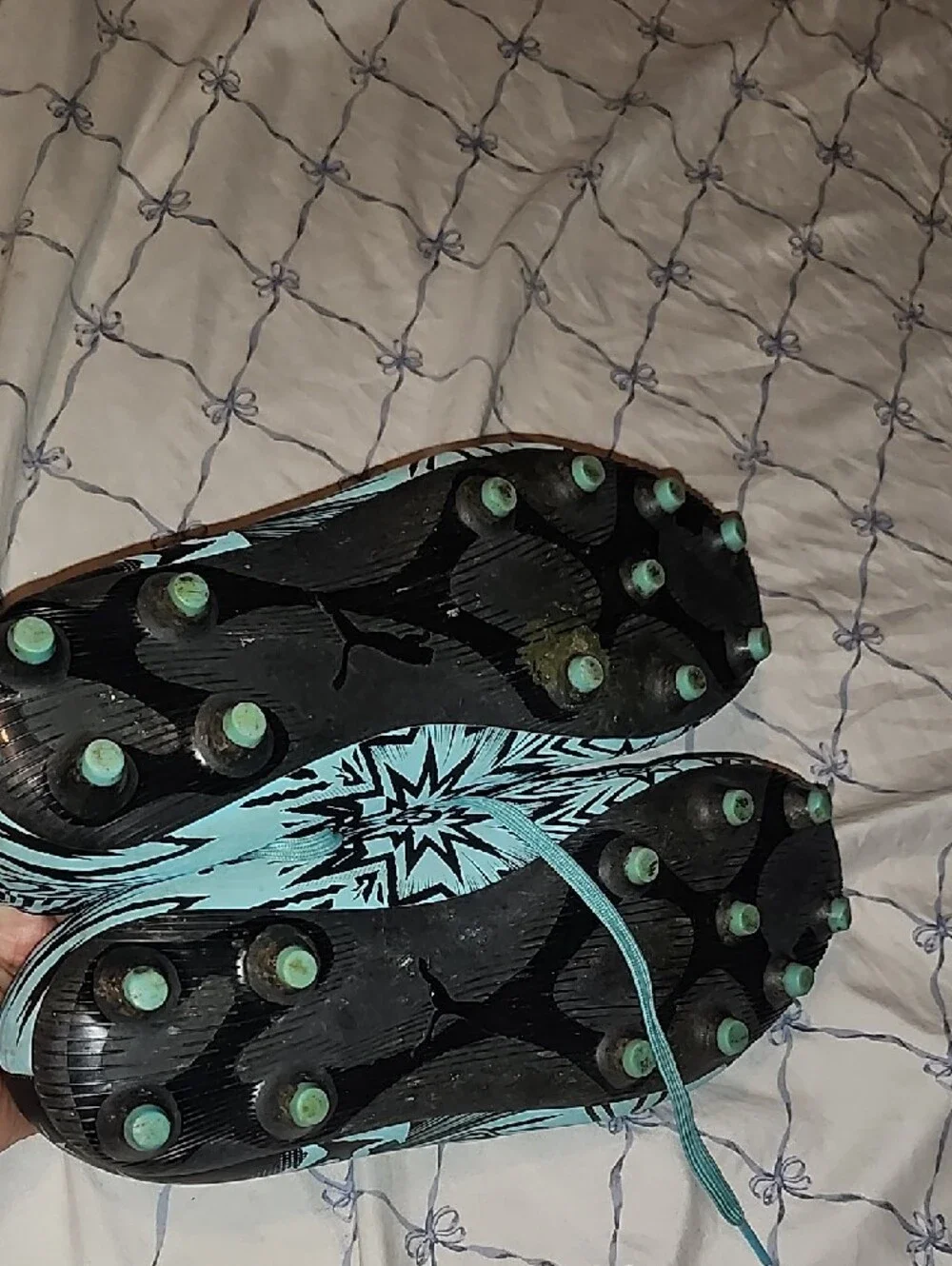Puma Teal Black Graphic Soccer Cleats - Men's Athletic Shoes