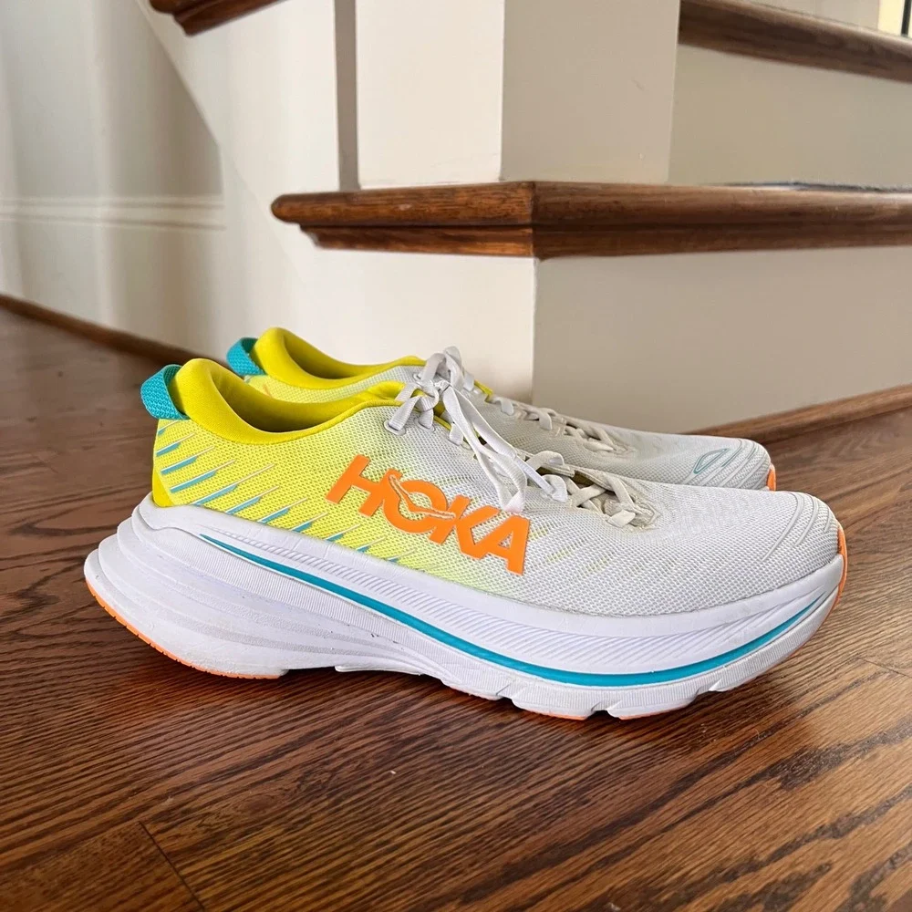 Hoka Bondi 8 Mens Running Shoes White Evening Primrose Citrus 1123202-WCEP