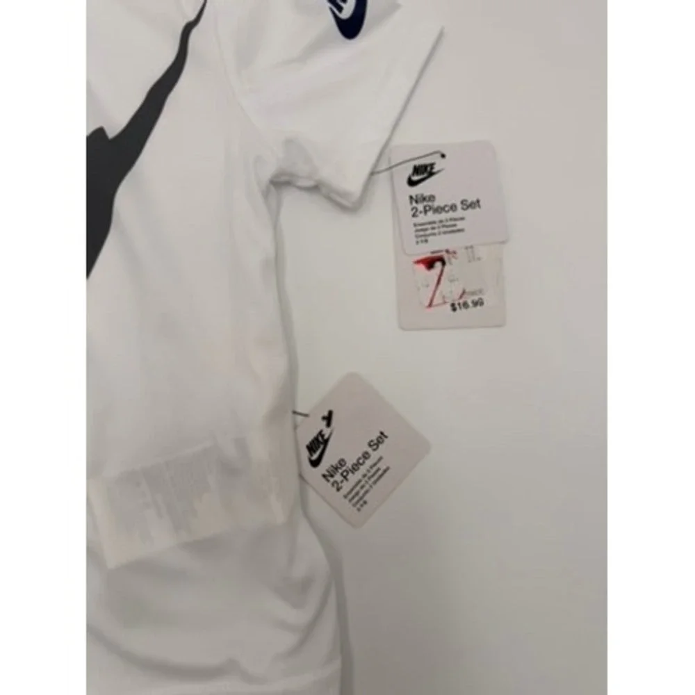 Nike 2-Piece Set Kids Size 4 White Navy New Dri-FIT T-Shirt and Shorts Outfit