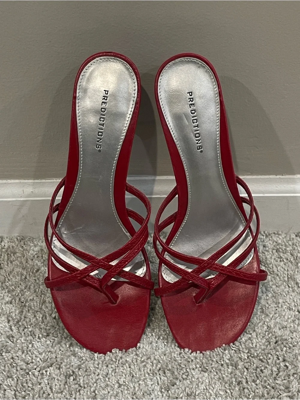 Y2K Predictions Red Strappy Kitten Heels Size 8