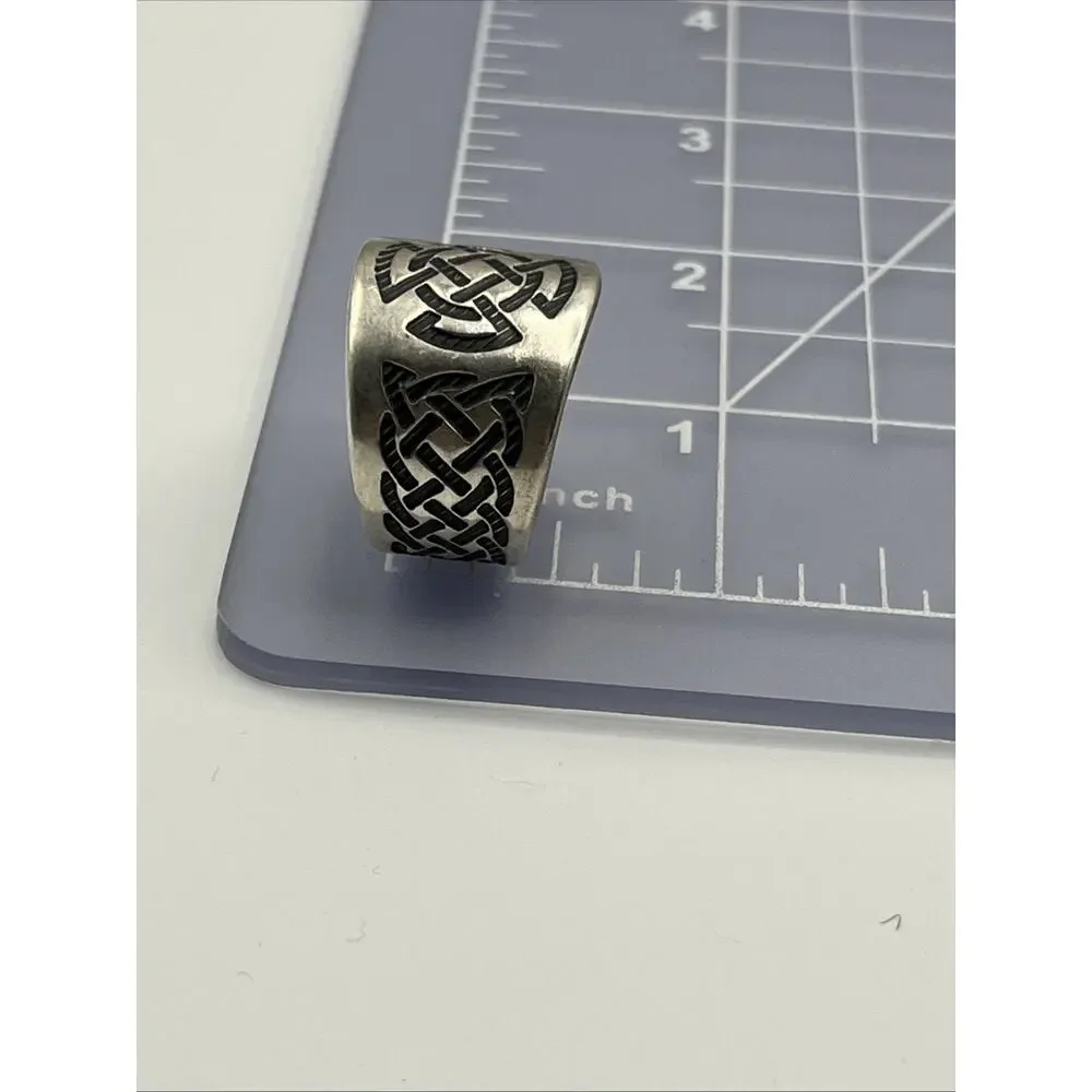 STERLING SILVER Oxidized CELTIC KNOT BAND RING Men’s SIZE 11.5 925 Vintage Rare