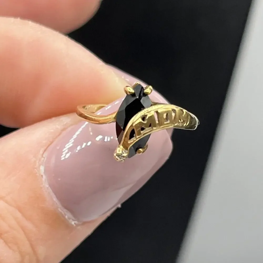 10K Yellow Gold Mom Ring Tourmaline Diamond Size 4.5 Mom Appreciation Gift Teste