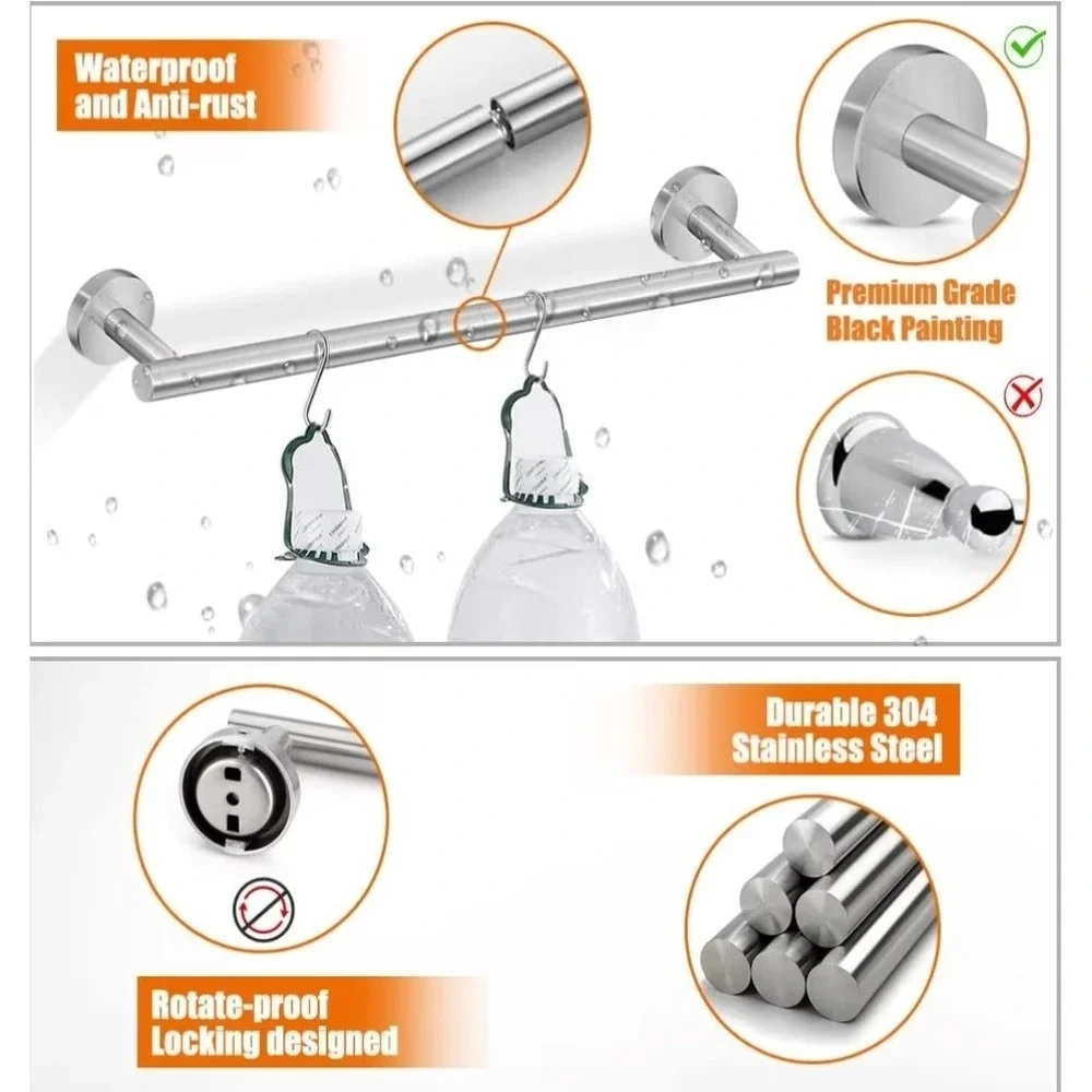 5-Pieces Bathroom Hardware Set Brushed Nickel