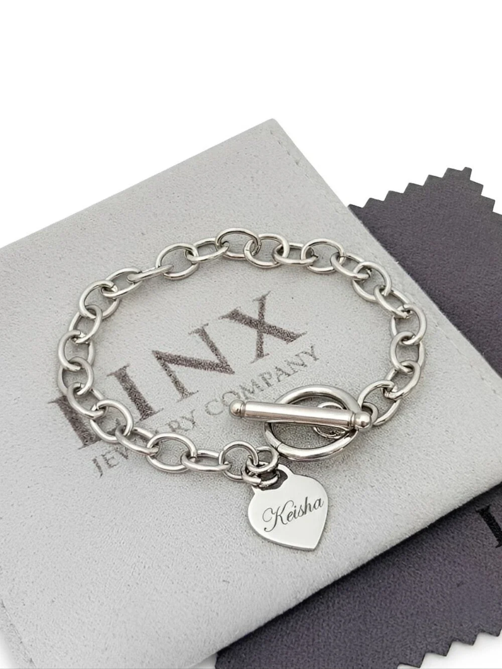 Personalized Heart Pendant Bracelet With A Toggle Clasp