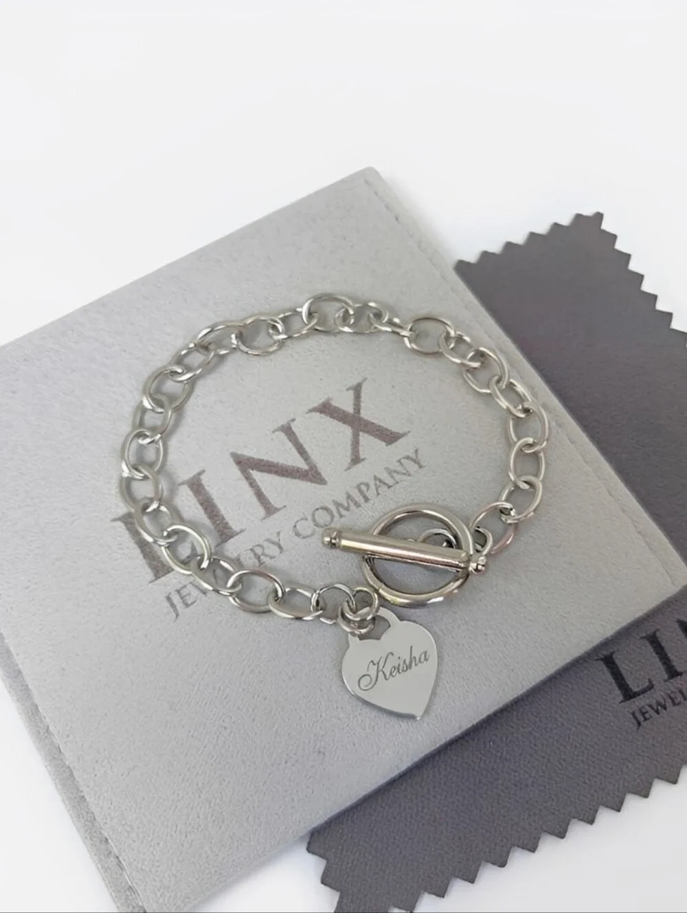 Personalized Heart Pendant Bracelet With A Toggle Clasp