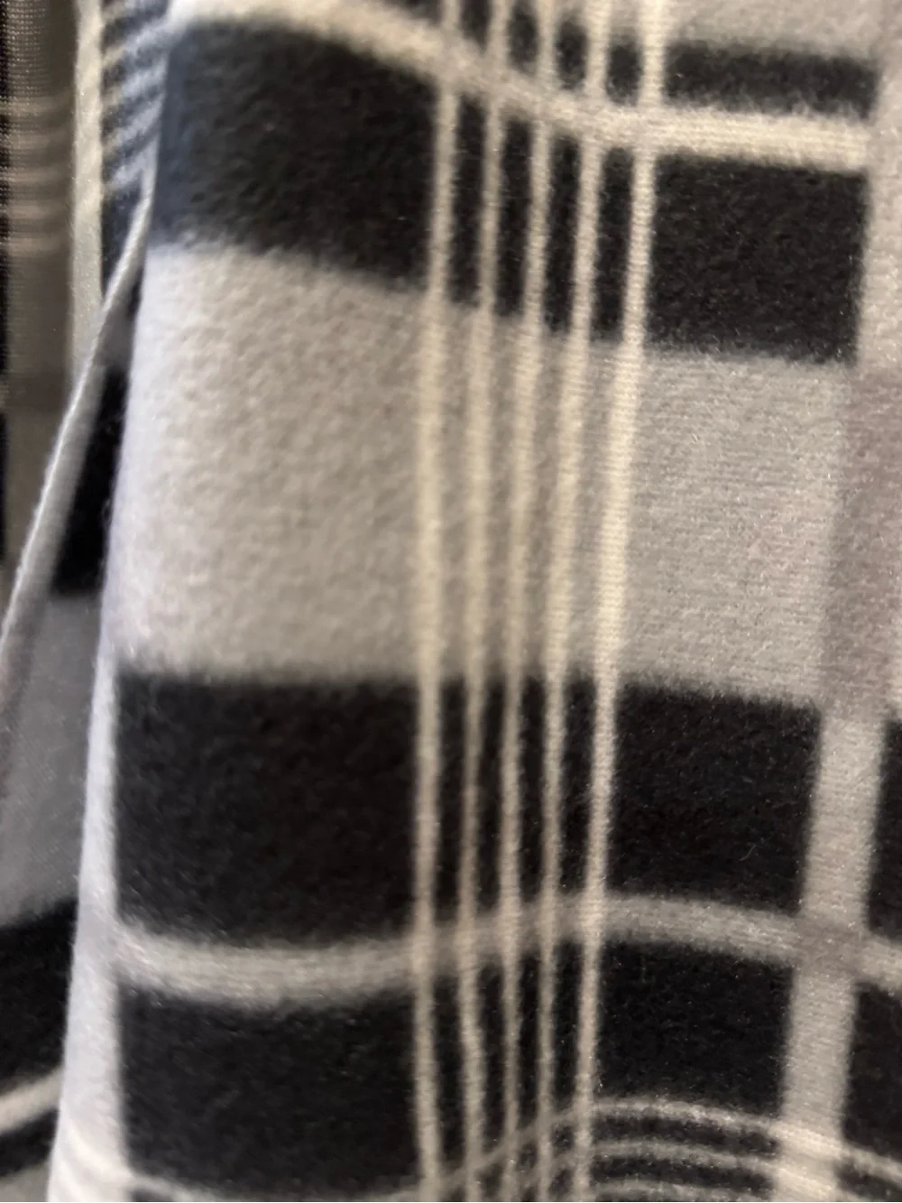Black & Gray Plaid Fringe Scarf