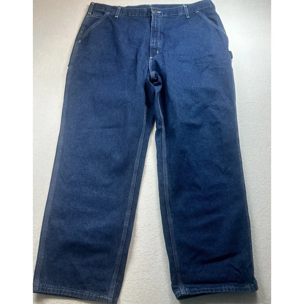 Carhartt Men's Jeans 42x30 Blue‎ Denim Dungaree Work Pants Straight