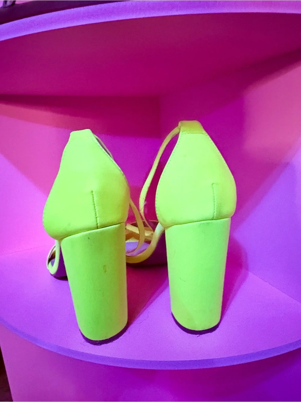 Fashion Nova Neon Yellow Block Heel Sandals