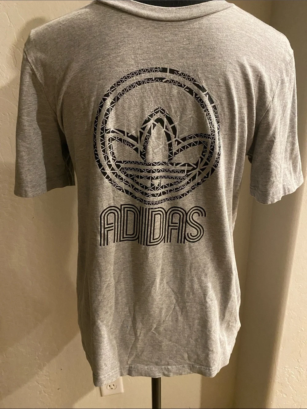 adidas Gray Short-Sleeve Tee with Navy Trefoil Outline