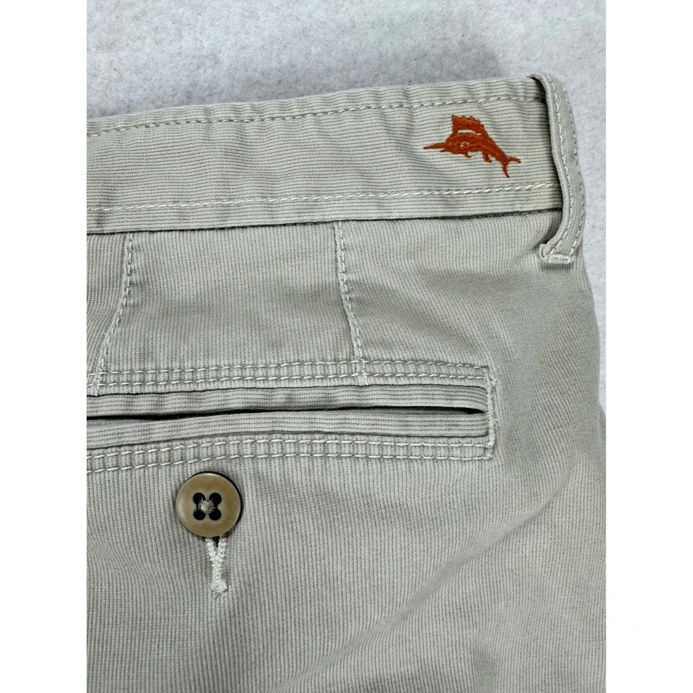 Tommy Bahama Mens Khaki Flat Front Cotton Stretch Shorts Size 36 Tan Casual