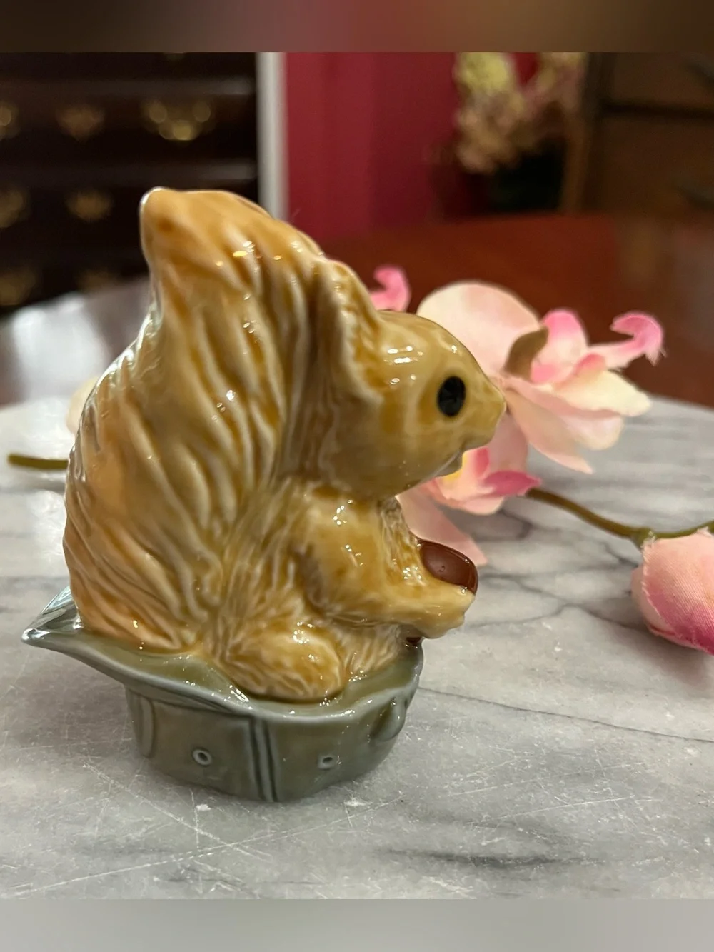 VTG Wade England Hattie the Squirrel Figurine in Green Top Hat Porcelain Whimsy