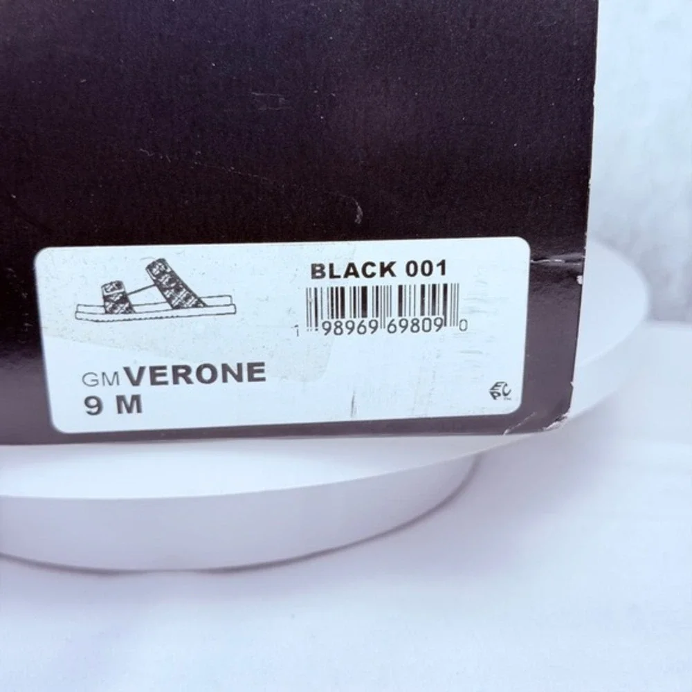 Guess‎ GMVerone Mens Slide Sandals Black Double Buckle Logo Strap Size 9 M