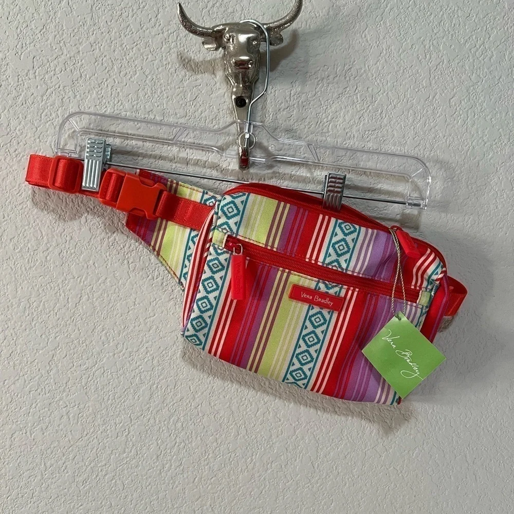 NWT Green/Pink/Red Striped/Tribal Print Vera Bradley Fanny Pack