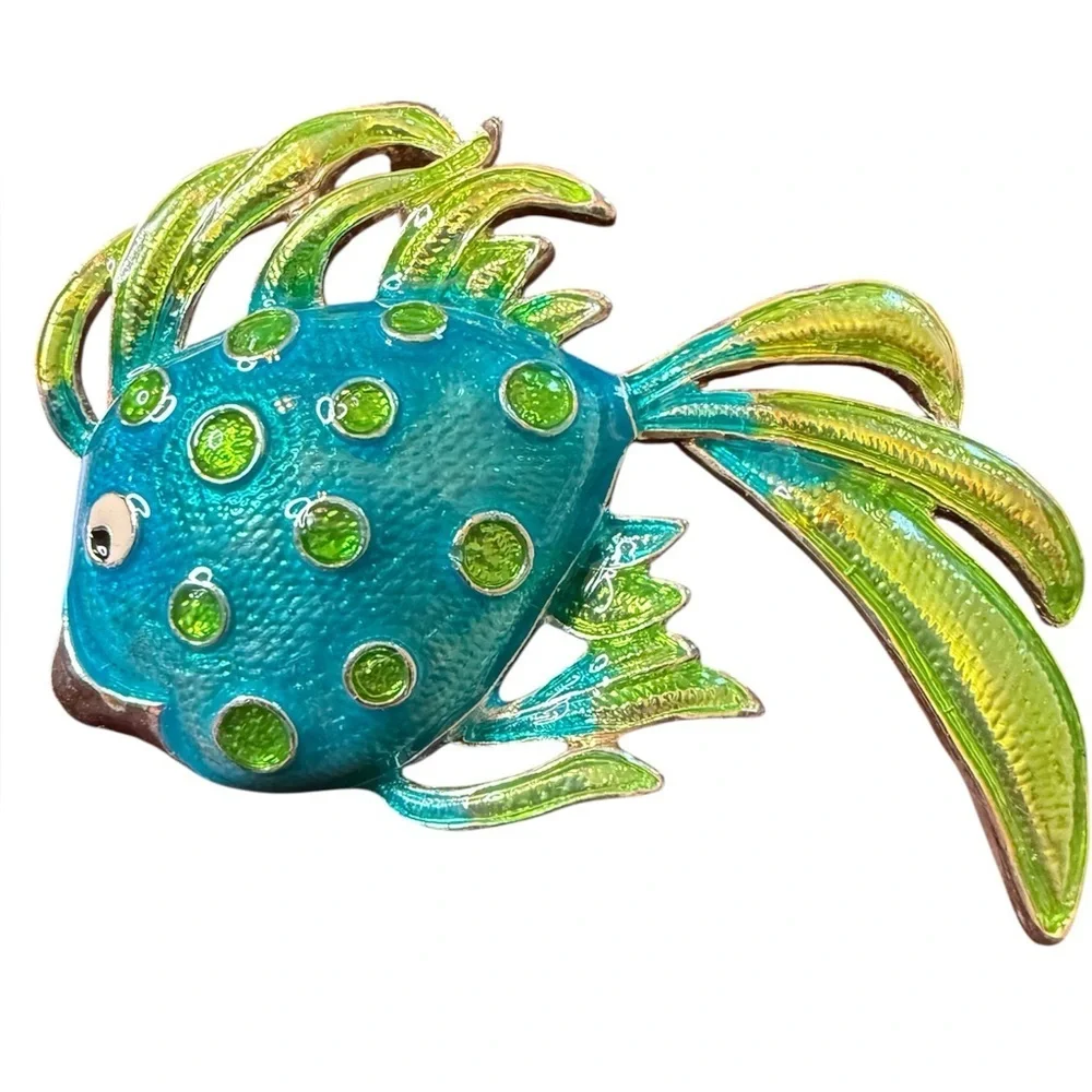 Vintage Colorful Fish Brooch.