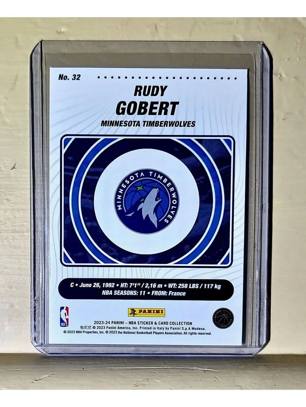Rudy Gobert 2023-24 Panini NBA Basketball #32 Card Minnesota Timberwolves