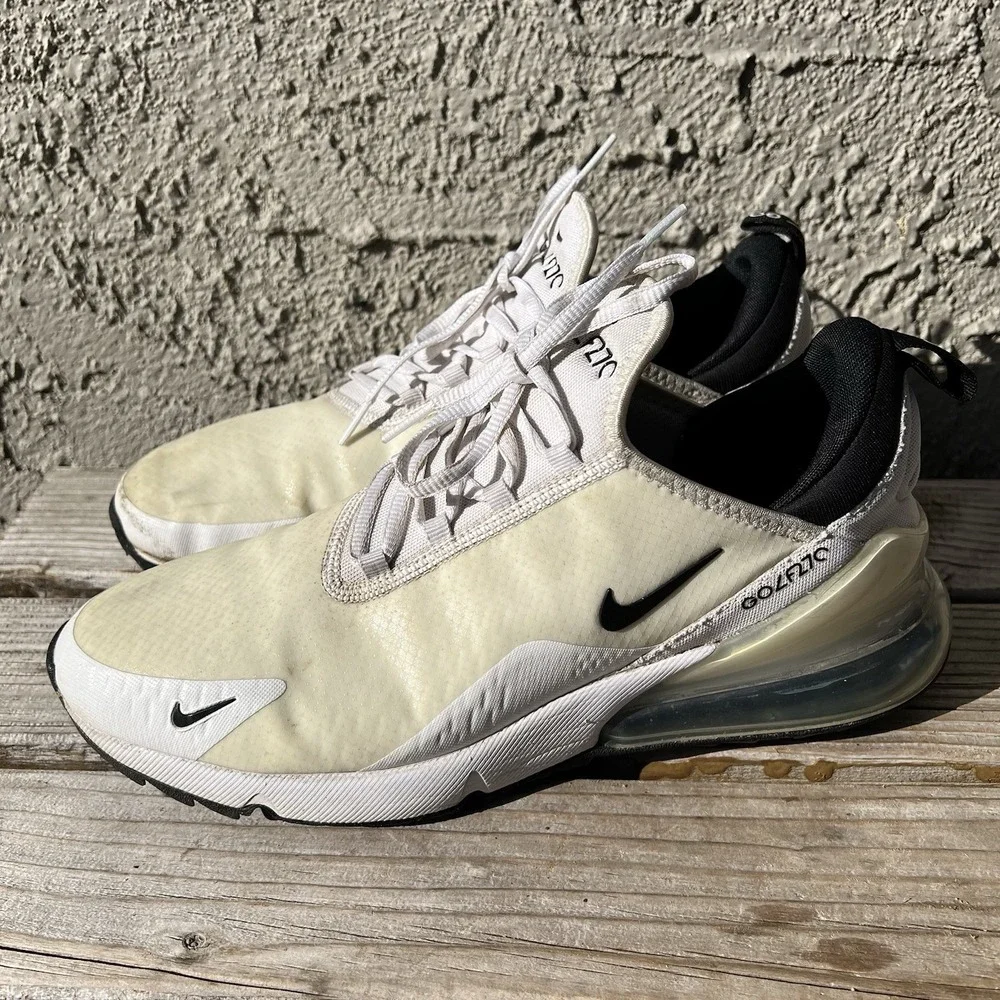 Nike Shoe Men Size 10 Air Max 270 Golf Sneakers White Low White