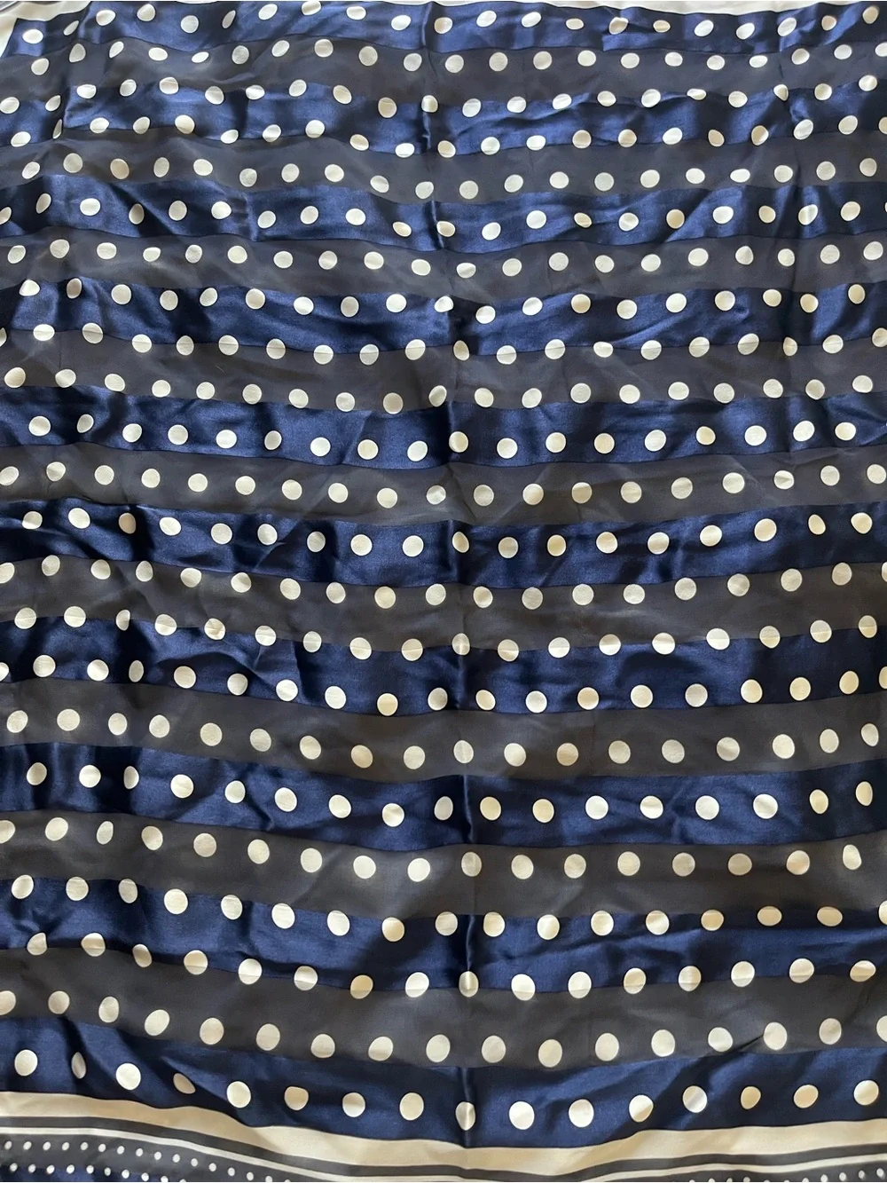 Dior Navy Blue and White Polka Dot Silk Scarf