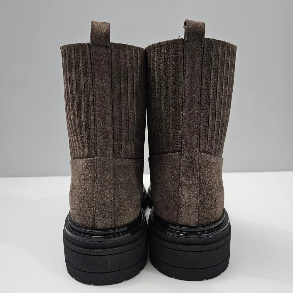 Johnston & Murphy Gianna Chelsea Ankle Boot Womens 9.5 Gray Suede Lug Sole NEW