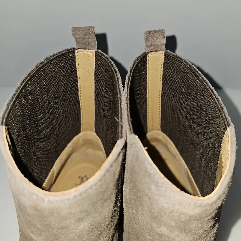 Johnston & Murphy Gianna Chelsea Ankle Boot Womens 9.5 Gray Suede Lug Sole NEW