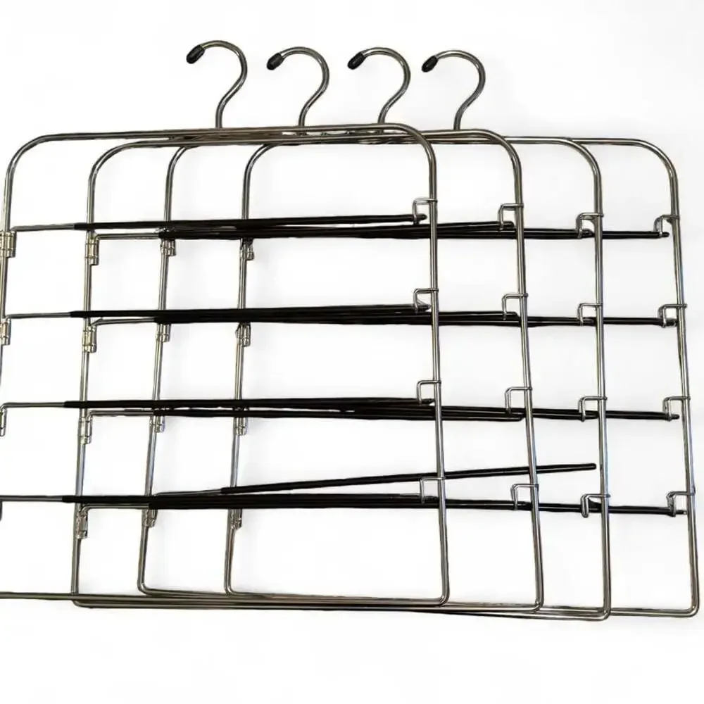 Set of 4 Stainless Steel 5-Tier Space Saving Pant Hangers