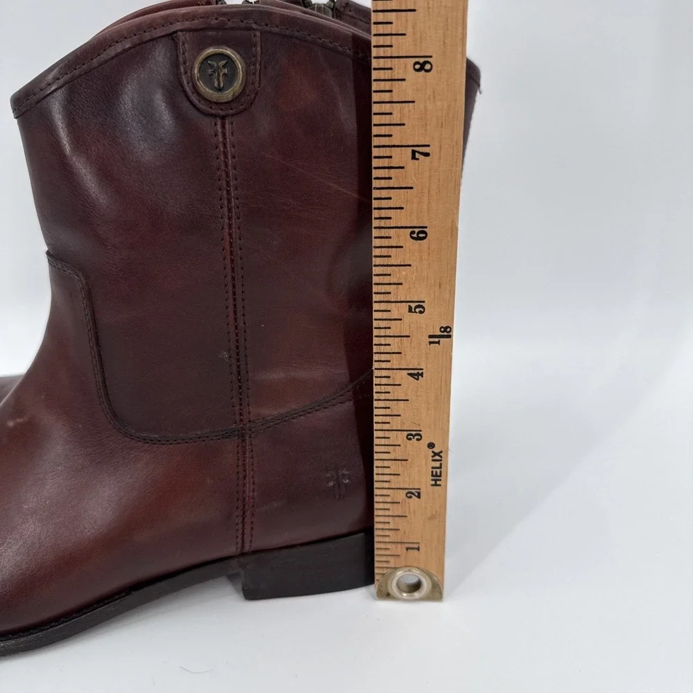 Frye Womens Cognac Melissa Button 2 Short Leather Ankle Boots Size 11B Western