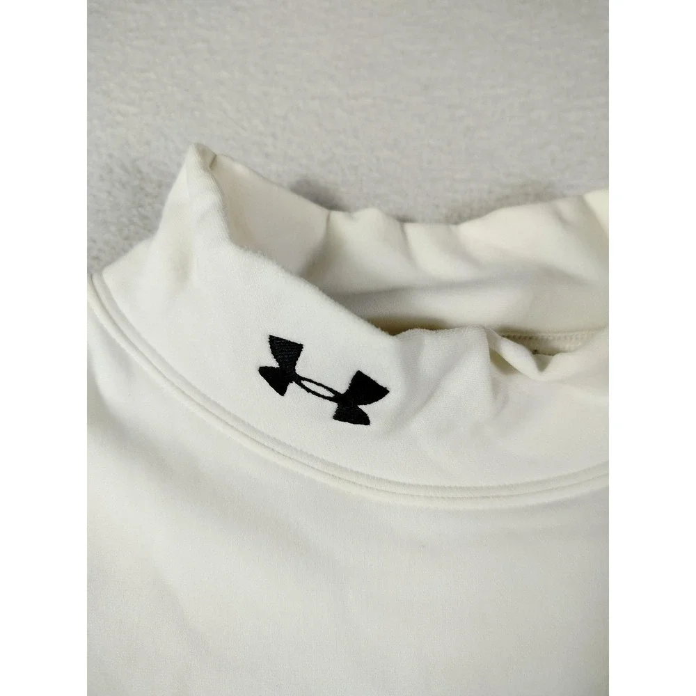 Under Armour Shirt Mens Large White Mock Neck Long Sleeve Athletic Base Layer