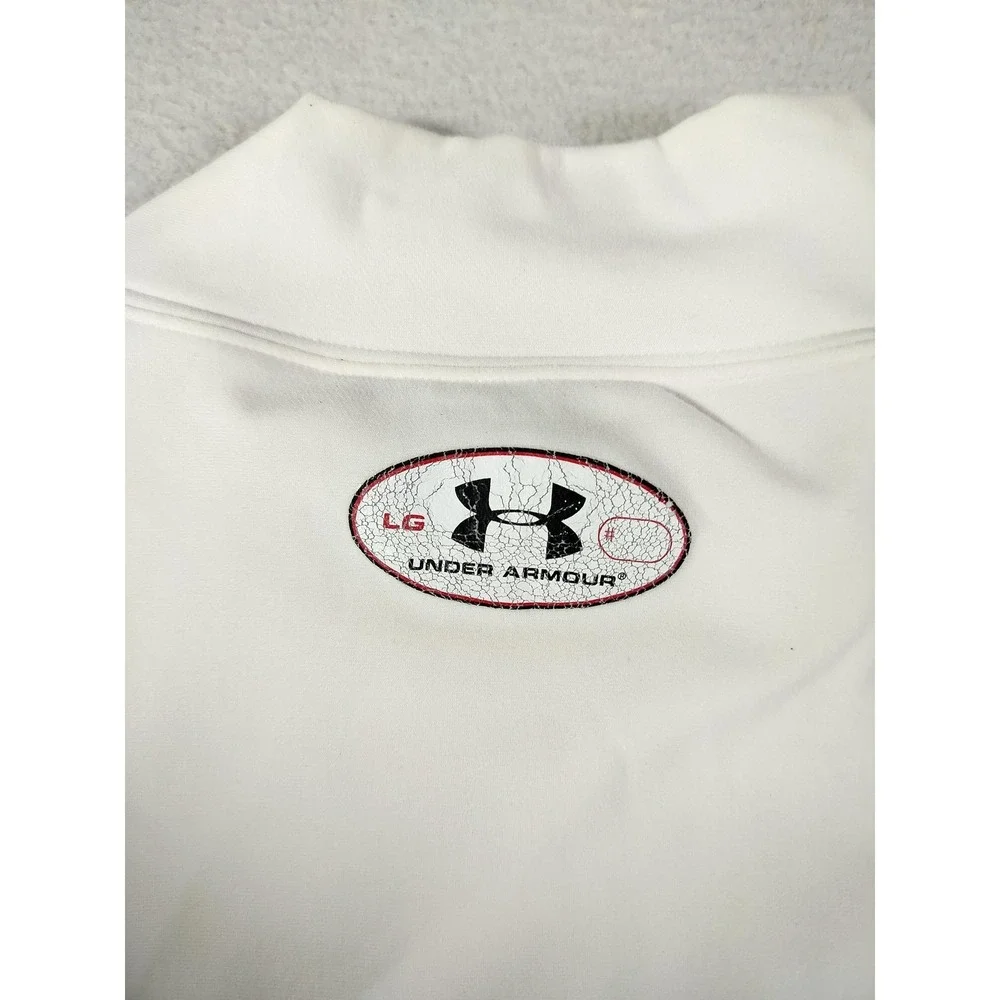 Under Armour Shirt Mens Large White Mock Neck Long Sleeve Athletic Base Layer