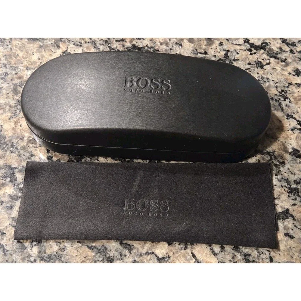 HUGO BOSS Sunglasses/ Eyeglasses Clamshell Case Black w/ Lens Cloth