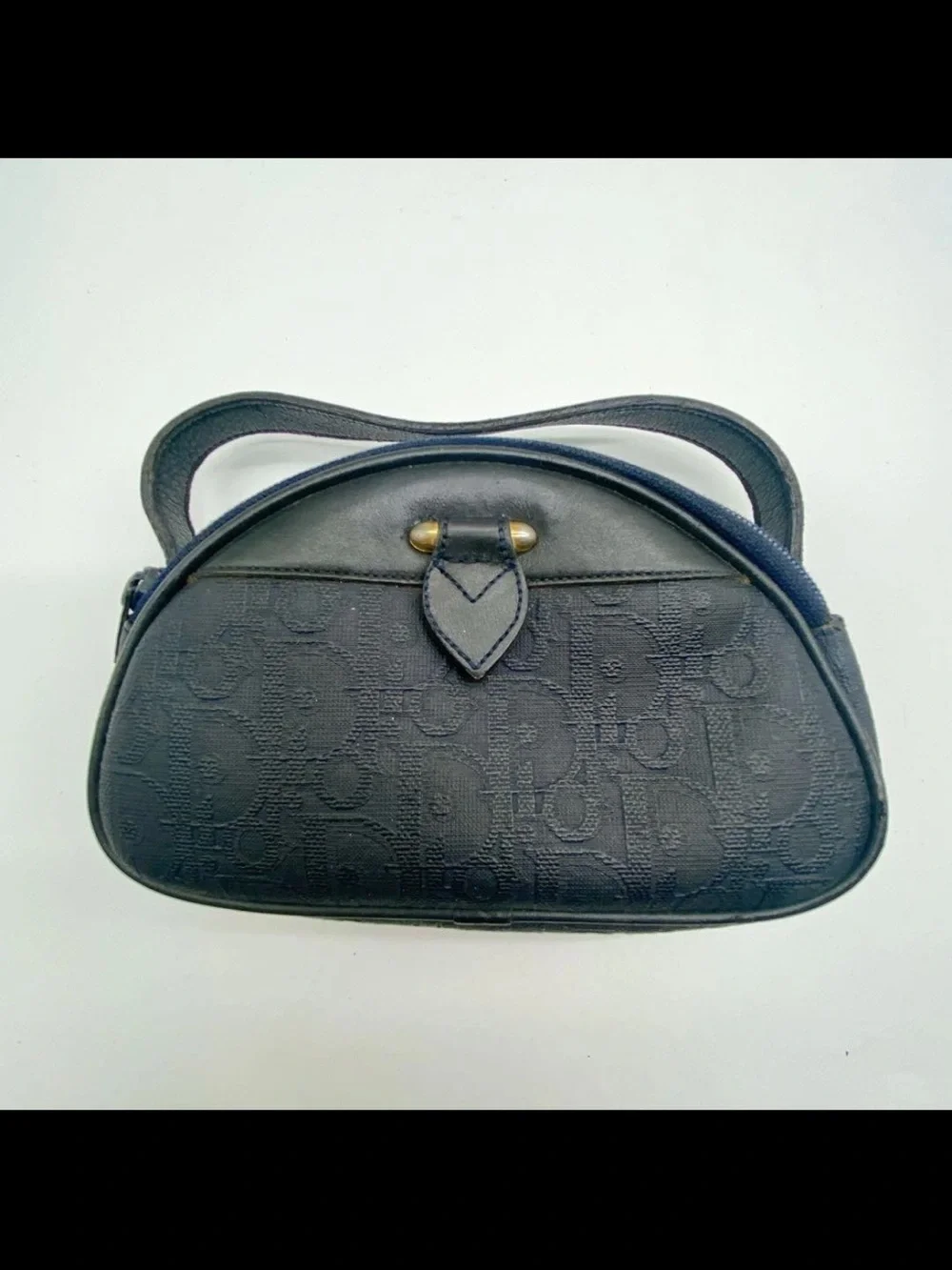 Dior Black Embossed Logo Shoulder Bag