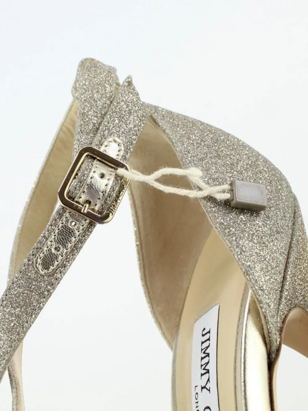 NEW JIMMY CHOO Jenique 125 Glittered Platform Sandals, EU 41, Platinum Ice