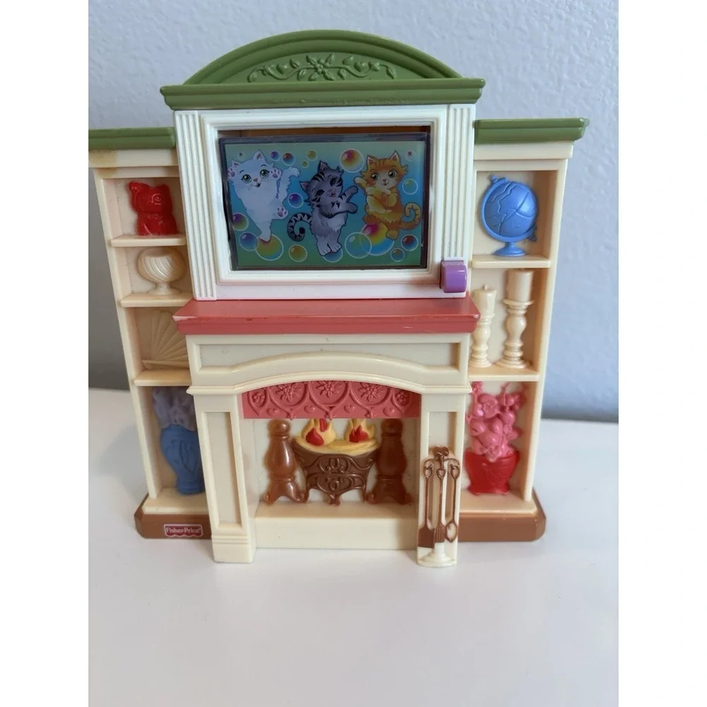 2006 Mattel Fisher Price Fireplace Plays Music TV on Top Changes Pictures  Music