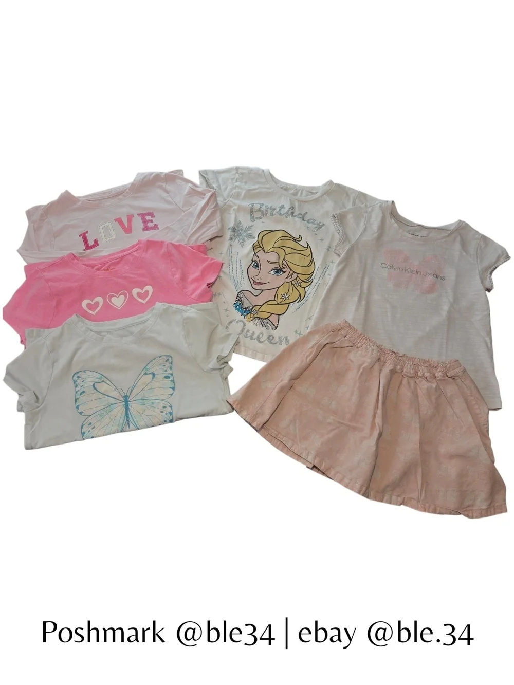 6 PC Lot Bundle Disney Frozen, Cat & Jack, Calvin Klein Jeans Girls Size 6 Small