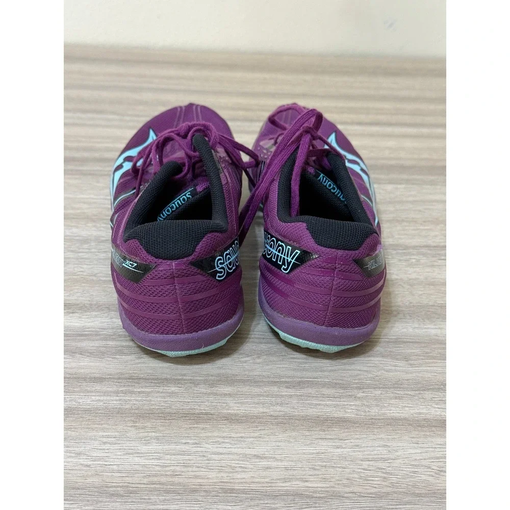 Saucony Women Kilkenny XC7 8.5 Purple‎ Aqua Cross Country Racing Spikes S19042-3