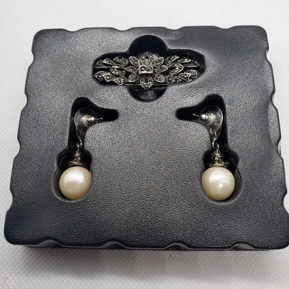 Marcasite Pin & Earrings