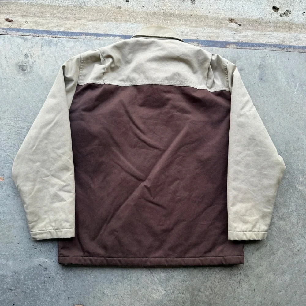 Dickies Mens Two Tone Work Jacket Tan Brown Quilted Lined Canvas Zip Up Large