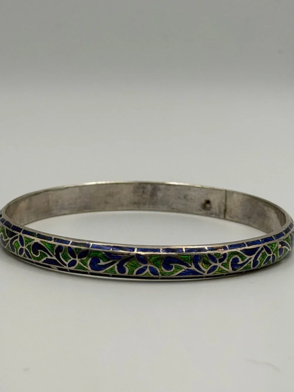 Vintage Mixed Bangle Stack Set Lot of 3 Boho Cloisonne Faux Malachite