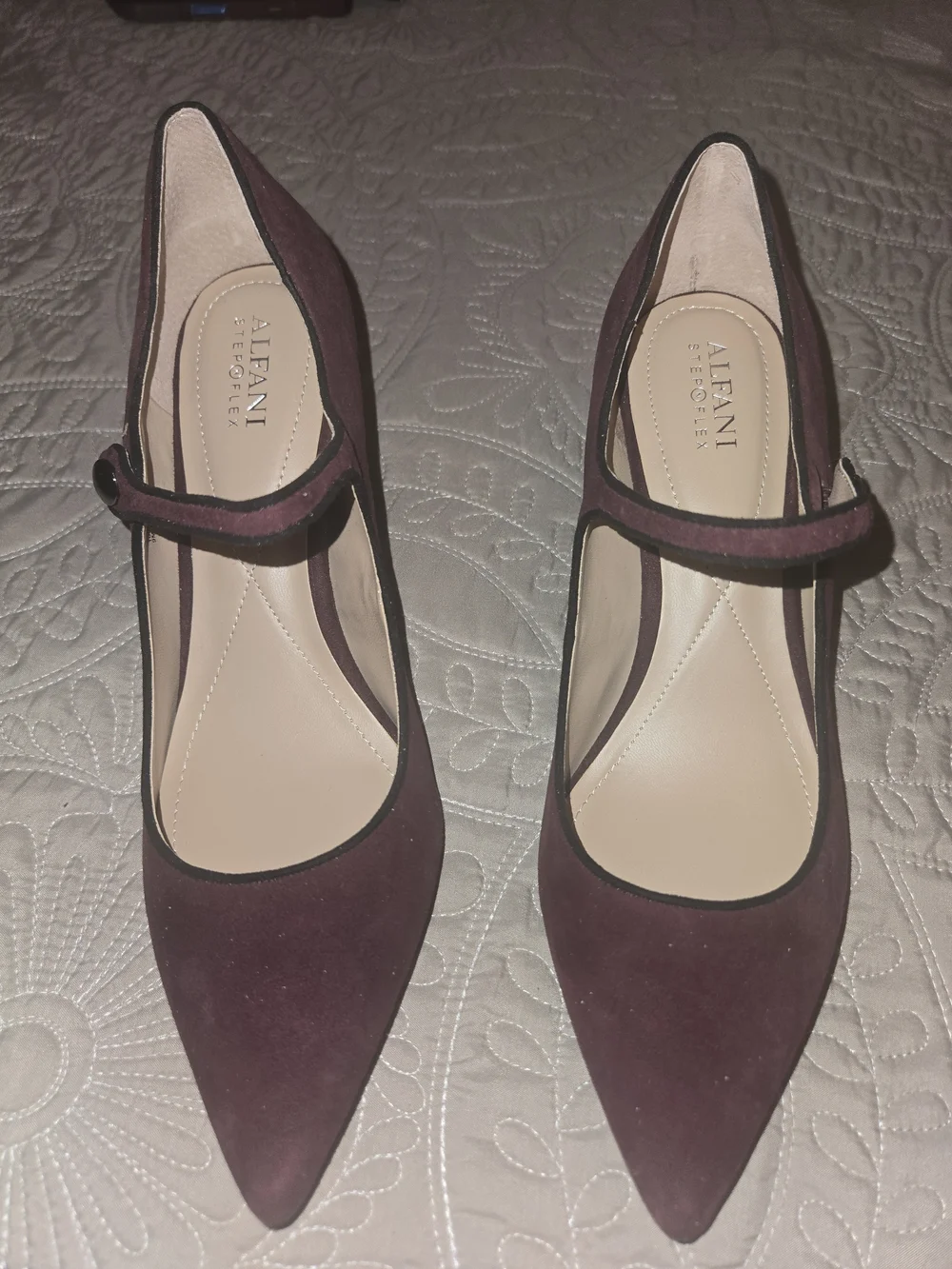 Alfani Burgundy Pointed-Toe Mary Jane Pumps