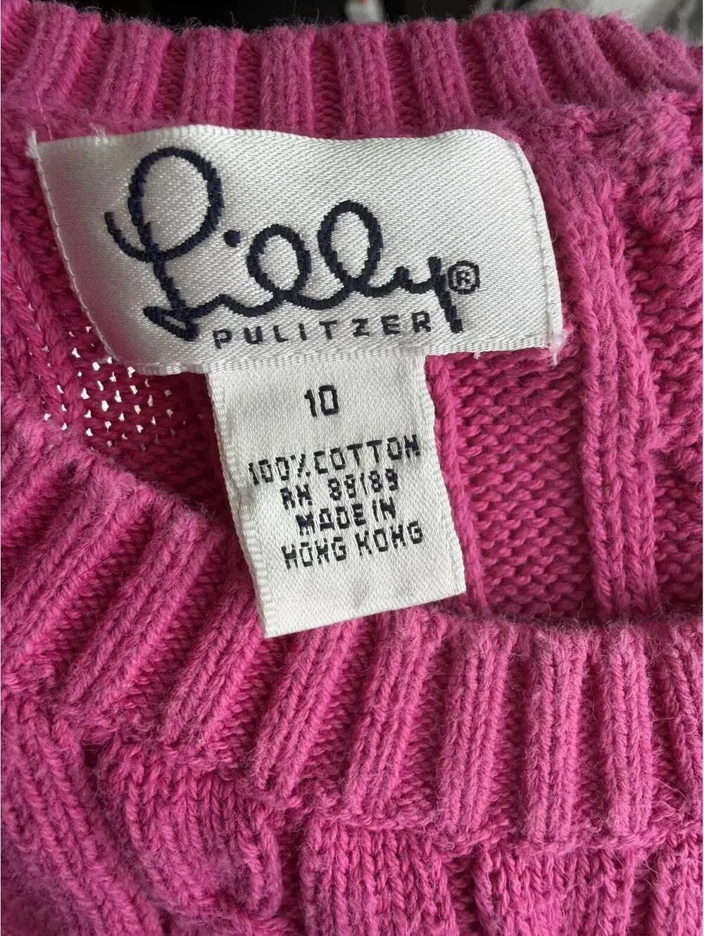Girls Lilly Pulitzer Pink Cable Knit Cotton Sweater Size 10