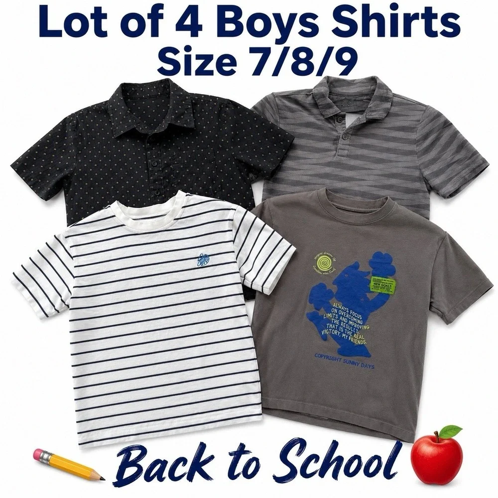 Lot of 4 Boys Shirts Size 7/8/9 Abercrombie Zara Art Class Back to School