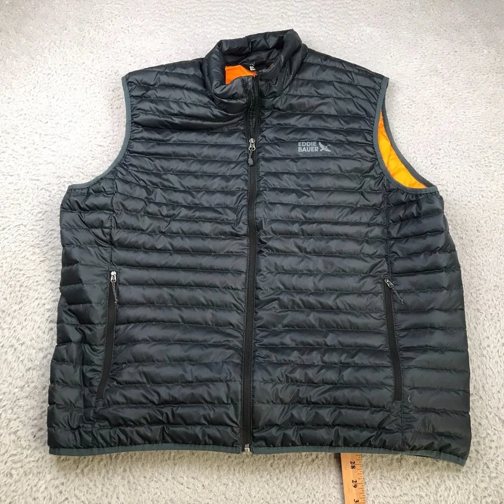 Eddie Bauer Microlight Down Vest Mens XL Gray 650 Fill Insulated Quilted Puffer