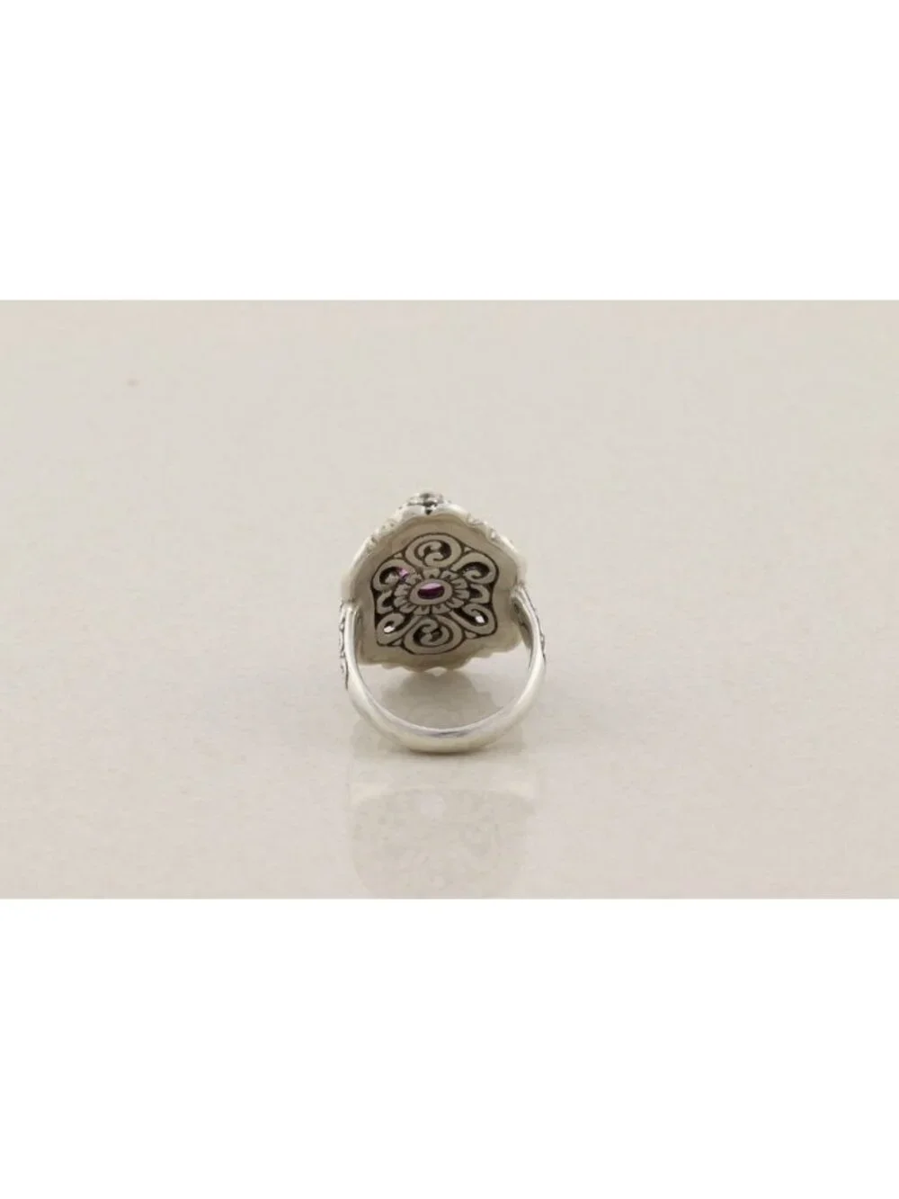 Sterling Silver Natural Amethyst and Pearl Ring Sarda Size 8 1/4