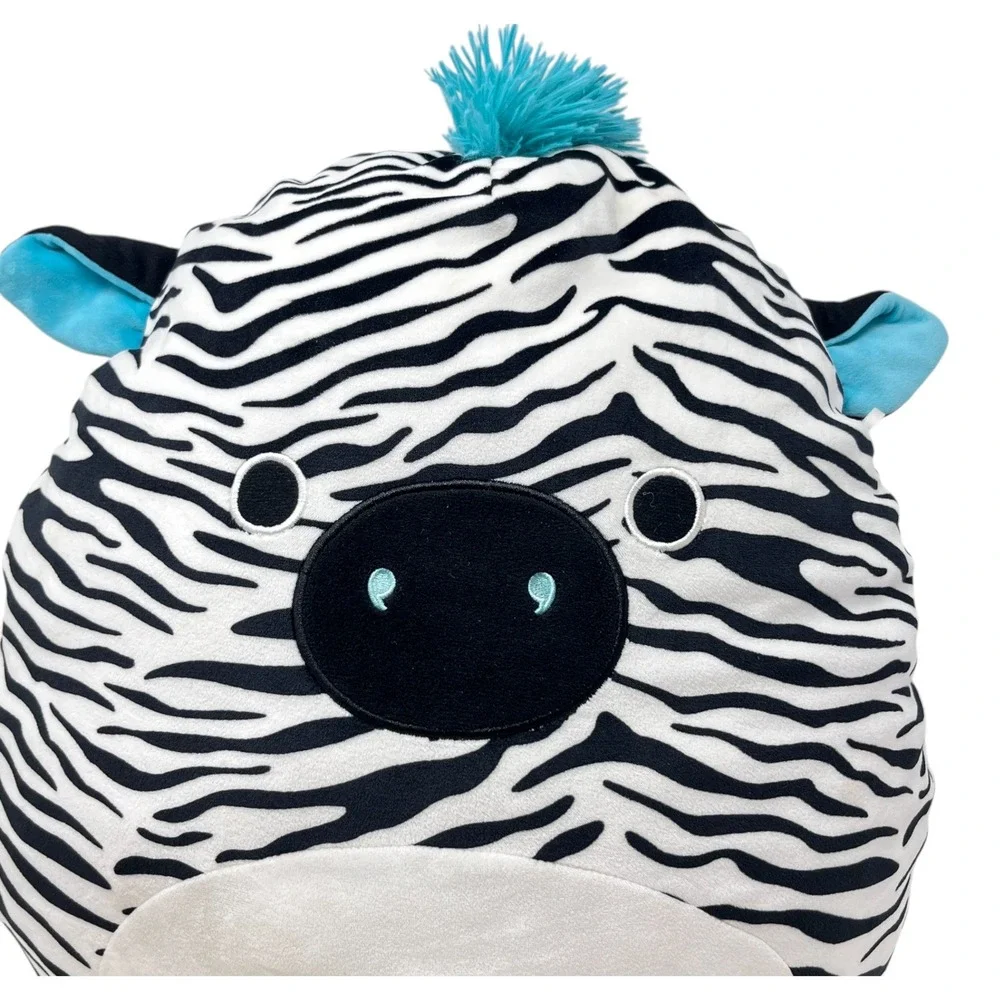 Squishmallows Zeke Zebra Plush Stuffed Animal Aqua Blue Mane Tail 16‎ Inch