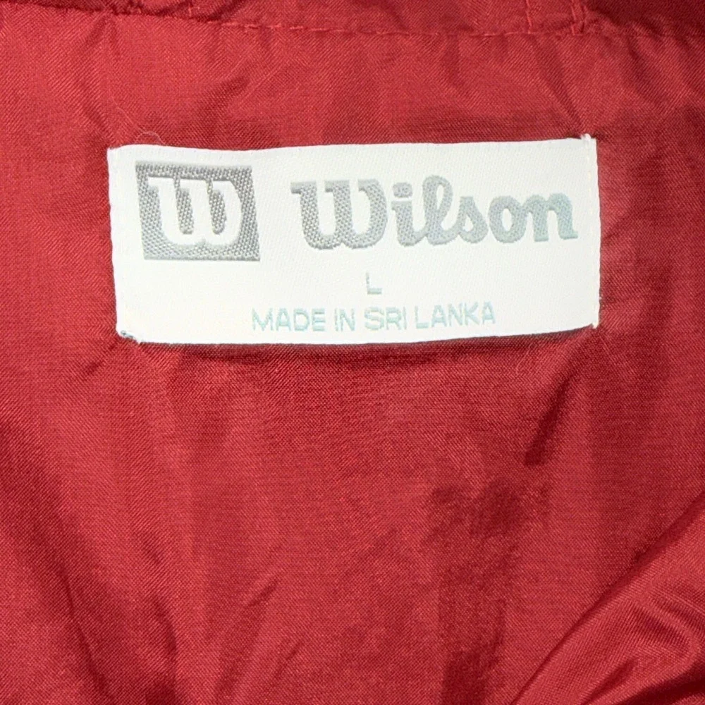 Vintage Wilson Men's Long Sleeve  Red Zip Up Windbreaker‎ w/Navy Piping - Sz L