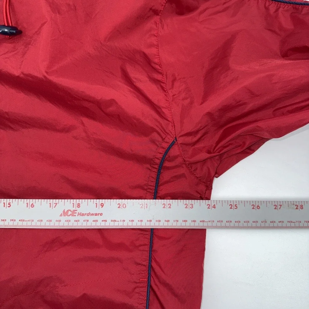 Vintage Wilson Men's Long Sleeve  Red Zip Up Windbreaker‎ w/Navy Piping - Sz L