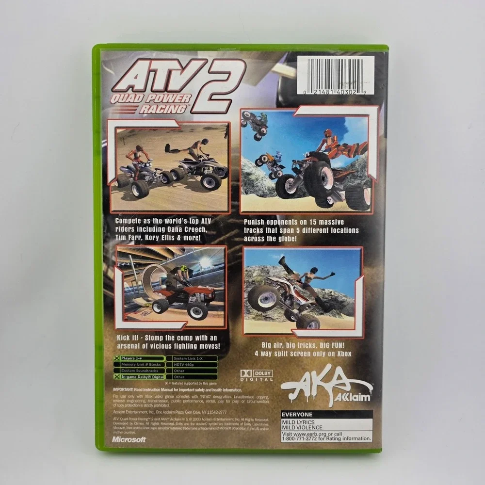 ATV 2‎ Quad Power Racing Game for Microsoft Xbox Complete CIB Tested